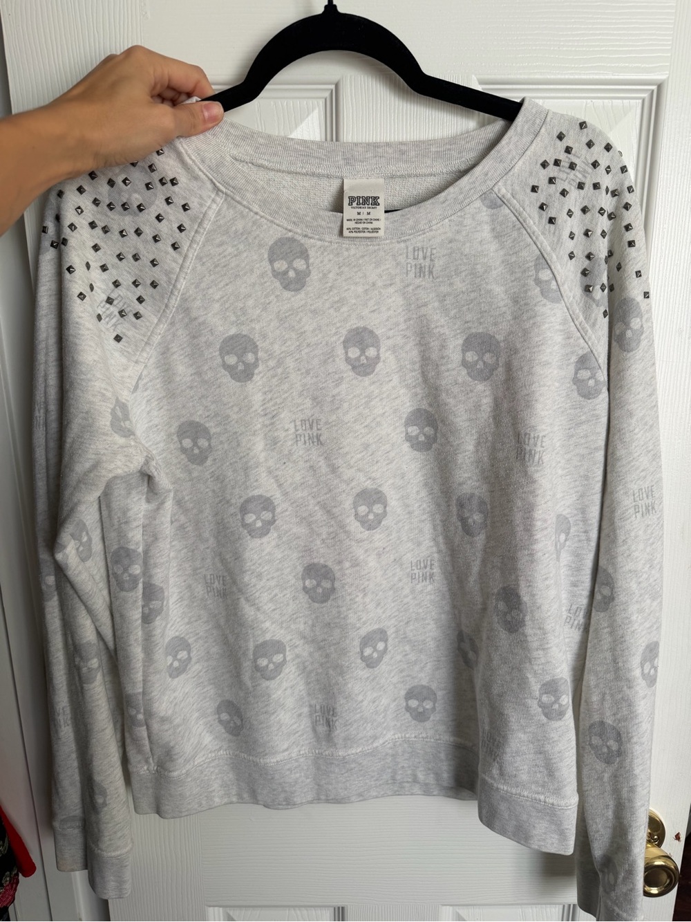 Victoria's Secret PINK White and Black Tagged Sweater